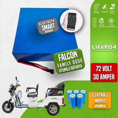 Falcon Family 8000 Moped 72 Volt 30 Amper LiFePO4 Smart Batarya