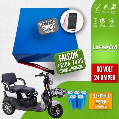 Falcon Frida 7000 Moped 60 Volt 24 Ah LiFePO4 Smart Bluetooth Batarya