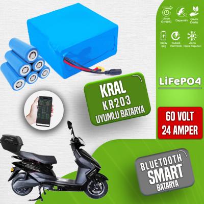 Kral KR203 60 Volt 24 Amper Smart Bluetooth Özellikli LiFePO4 Batarya