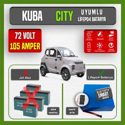 Kuba City 72V 105Ah LiFePO4 Lityum Akü – Smart Bluetooth Özellikli Batarya