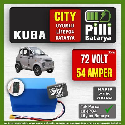 Kuba City 72V 54Ah LiFePO4 Lityum Akü – Smart Bluetooth Özellikli Batarya