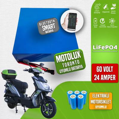 Motolux Toronto Elektrikli Motorsiklet Bataryası 60 Volt 24 Amper Smart LiFePO4 Batarya