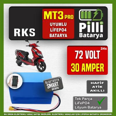 RKS MT3 PRO 72V 30Ah LiFePO4 Lityum Akü – Smart Bluetooth Özellikli Batarya