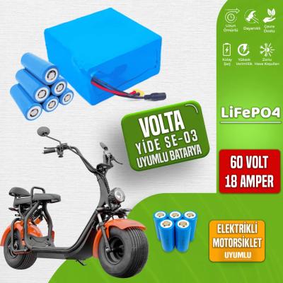 Volta Yide SE-03 Elektrikli Motorsiklet Bataryası 60 Volt 18 Amper LiFePO4 Batarya