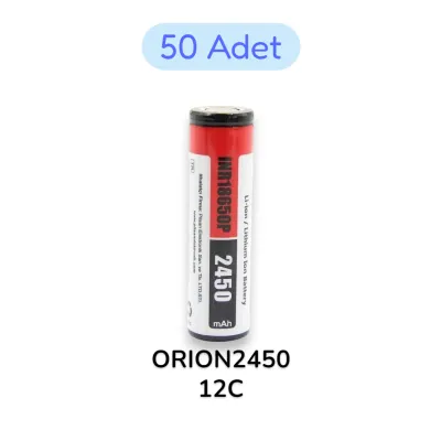 Pilli Batarya 50 Adet Orion 18650P 3.7 Volt (3.7V) 2450 mAh 12C Li-ion Şarj Edilebilir Pil