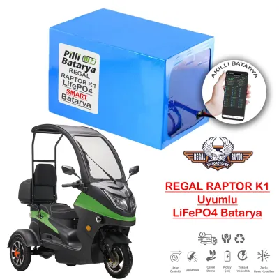 Pilli Batarya 72V 24Ah LiFePO4 Lityum Akü — Regal Raptor K1 Uyumlu (72 Volt 24 Amper), JK Jikong Smart Bluetooth BMS