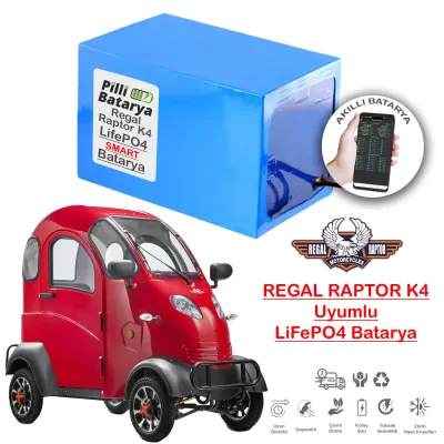 Pilli Batarya 72V 24Ah LiFePO4 Lityum Akü — Regal Raptor K4 Uyumlu (72 Volt 24 Amper), JK Jikong Smart Bluetooth BMS