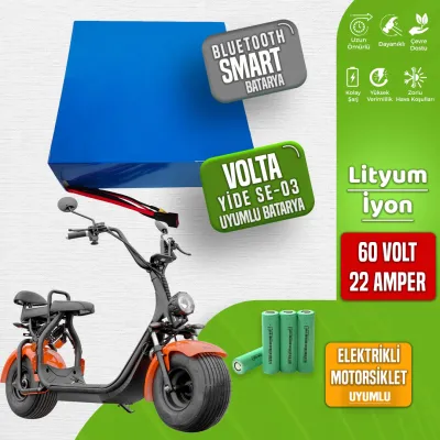 Pilli Batarya Volta Yide SE-03 60 Volt 22 Ah Smart Bluetooth Özellikli Lityum İyon Batarya 60V - 22Ah