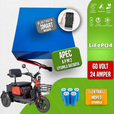Pilli Batarya Apec APM2 LiFePO4 Akü 60V 24Ah — JK Jikong Smart Bluetooth Lityum Batarya