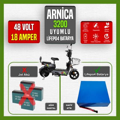 Pilli Batarya Arnica 3200 LiFePO4 Batarya 48V 18 Ah