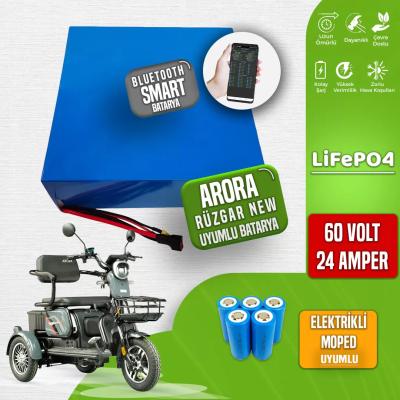 Pilli Batarya Arora Rüzgar New LiFePO4 Akü 60V 24Ah — JK Jikong Smart Bluetooth Lityum Batarya