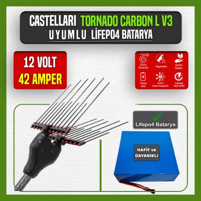 Pilli Batarya Castellari Tornado Carbon L V3 Uyumlu 12V 42Ah LiFePO4 Lityum Akü – Zeytin Hasat Makinesi Bataryası