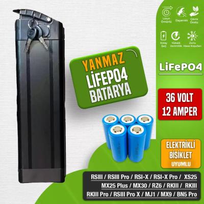 Pilli Batarya 36 Volt 12Ah LiFePO4 Elektrikli Bisiklet Bataryası