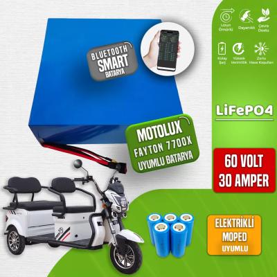 Pilli Batarya | Motolux Fayton 7700X LiFePO4 Akü 60 Volt 30 Amper 60V - 30Ah — JK Jikong Smart Bluetooth Lityum Batarya