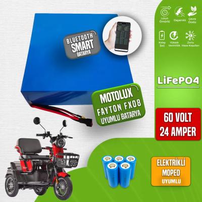 Pilli Batarya Motolux Fayton FX08 LiFePO4 Akü 60V 24Ah — JK Jikong Smart Bluetooth Lityum Batarya