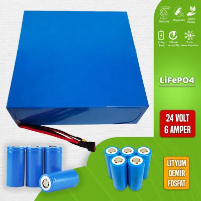 Pilli Batarya 24V 6Ah LiFePO4 Lityum Akü — Oyuncak Akülü Araba Uyumlu (24 Volt 6 Amper), Standart BMS