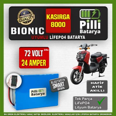 Pilli Batarya Bionic Kasirga 8500 LiFePO4 Akü 72V 24Ah — JK Jikong Smart Bluetooth Lityum Batarya