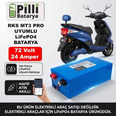 Pilli Batarya RKS MT3 Pro Lityum Akü 72 Volt 24 Amper 72V - 24Ah - Smart Bluetooth Özellikli Lifepo4 Batarya - JK Jikong