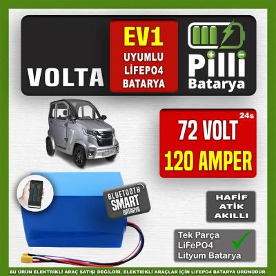 Pilli Batarya Volta EV1 72V 120Ah LiFePO4 Lityum Akü – Smart Bluetooth Özellikli Batarya