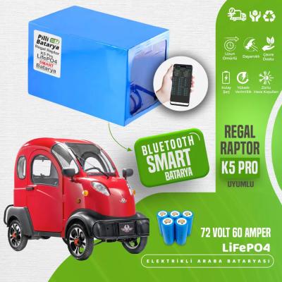 Pilli Batarya 72V 60Ah LiFePO4 Lityum Akü — Regal Raptor K5 Uyumlu (72 Volt 60 Amper), JK Jikong Smart Bluetooth BMS