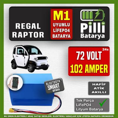 Pilli Batarya Regal Raptor M1 72V 102Ah LiFePO4 Lityum Akü – Smart Bluetooth Özellikli Batarya