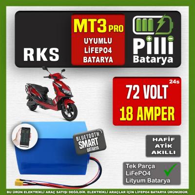 RKS MT3 PRO 72V 18Ah LiFePO4 Lityum Akü – Smart Bluetooth Özellikli Batarya