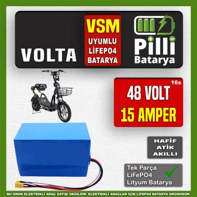 Pilli Batarya | Volta VSM LiFePO4 Akü 48 Volt 15 Amper 48V - 15Ah — Standart BMS Lityum Batarya