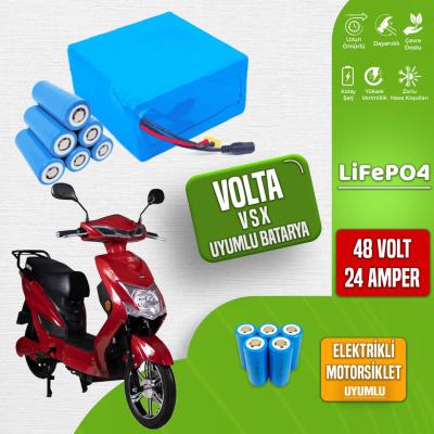 Pilli Batarya | Volta VSX LiFePO4 Akü 48 Volt 24 Amper 48V - 24Ah — Standart BMS Lityum Batarya