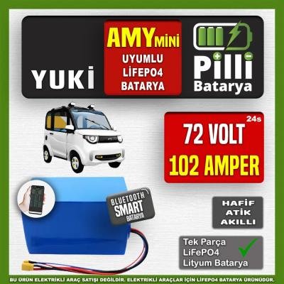 Pilli Batarya Yuki Amy Mini 72V 102Ah LiFePO4 Lityum Akü – Smart Bluetooth Özellikli