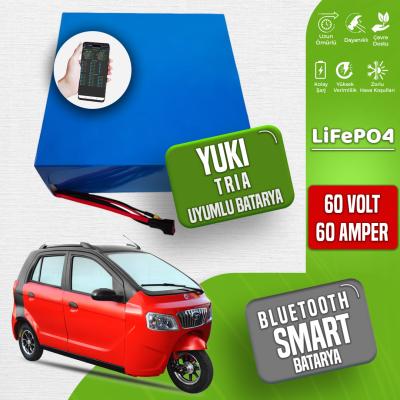 Pilli Batarya 60V 60Ah LiFePO4 Lityum Akü — Yuki Tria Uyumlu (60 Volt 60 Amper), JK Jikong Smart Bluetooth BMS