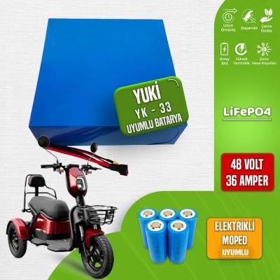 Pilli Batarya | Yuki YK LiFePO4 Akü 48 Volt 36 Amper 48V - 36Ah — Standart BMS Lityum Batarya